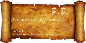 Patocskai Dénes névjegykártya